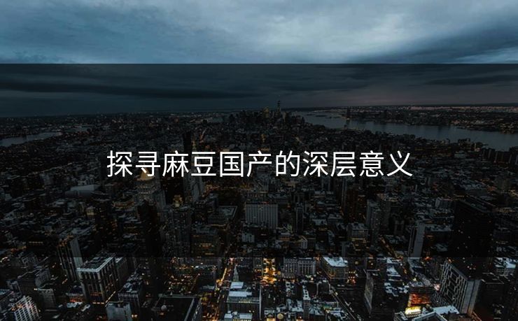 探寻麻豆国产的深层意义
