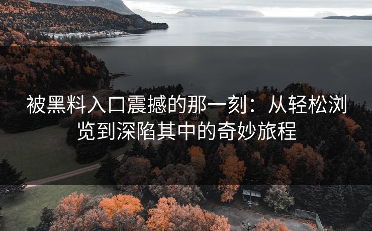 被黑料入口震撼的那一刻:从轻松浏览到深陷其中的奇妙旅程 被黑料入口震撼的那一刻:从轻松浏览到深陷其中的奇妙旅程